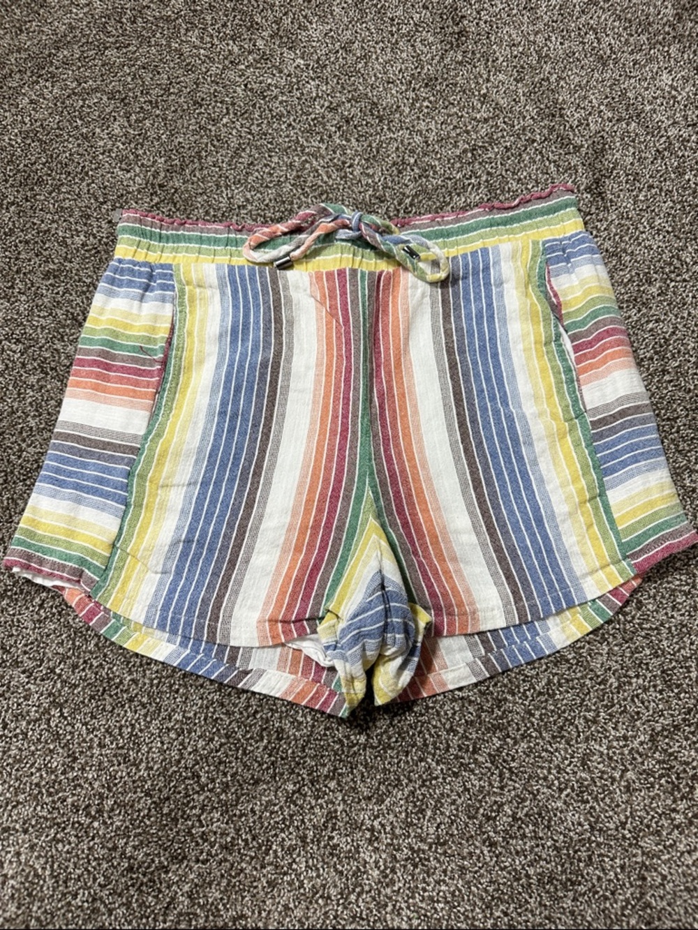 Striped rainbow Multi-Color cotton Women’s Shorts small